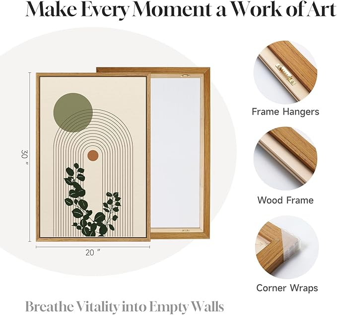 3 Piece Large Framed Abstract Boho Wall Art