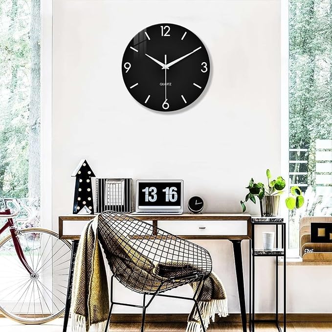 XFM Minimalist Wall Clocks Battery Operated 20 Inch Large Black Wall Clock