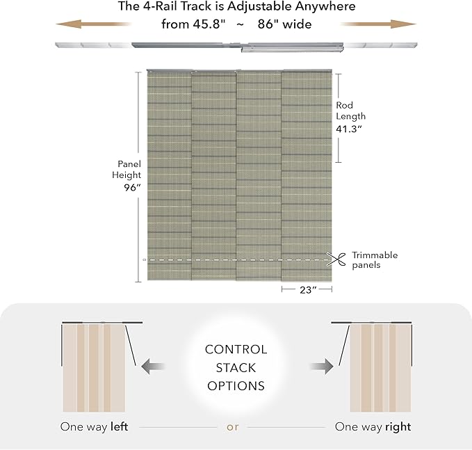 GoDear Design Adjustable Sliding Panel Track Blinds