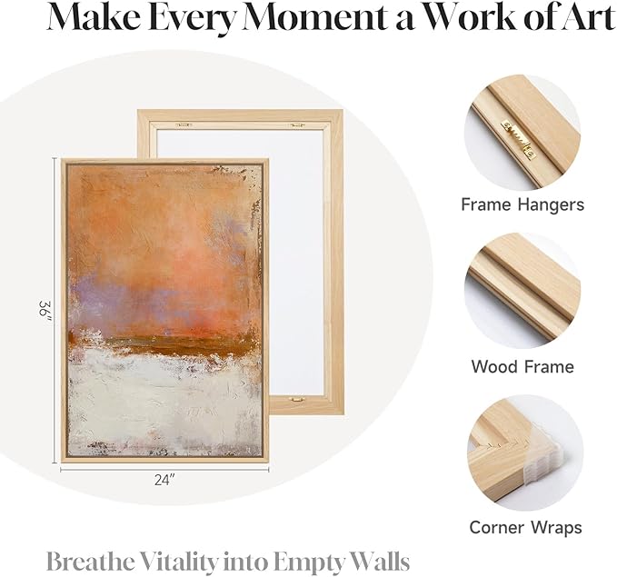 Large Framed Abstract Wall Art for Living Room, Modern Minimalist Painting