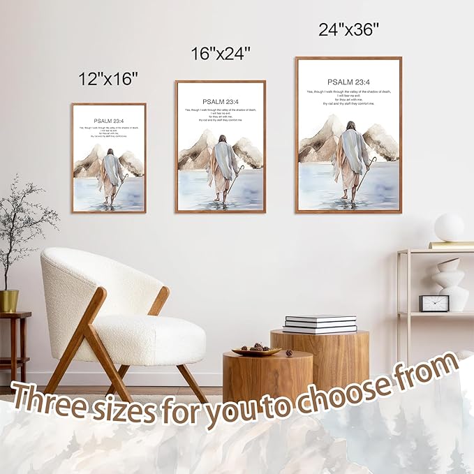 CHDITB Bible Verse Scripture Framed Canvas Wall Art, Watercolor Christian Jesus Decor, Psalm and Jeremiah Scripture Prints, Religious Artwork for Church Living Room Bedroom Office 24"x36"x3