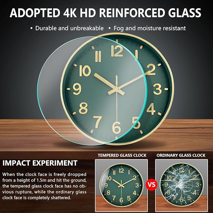 Modern Wall Clock, 10 Inch Digital Wall Clocks Battery Operated, Round Non