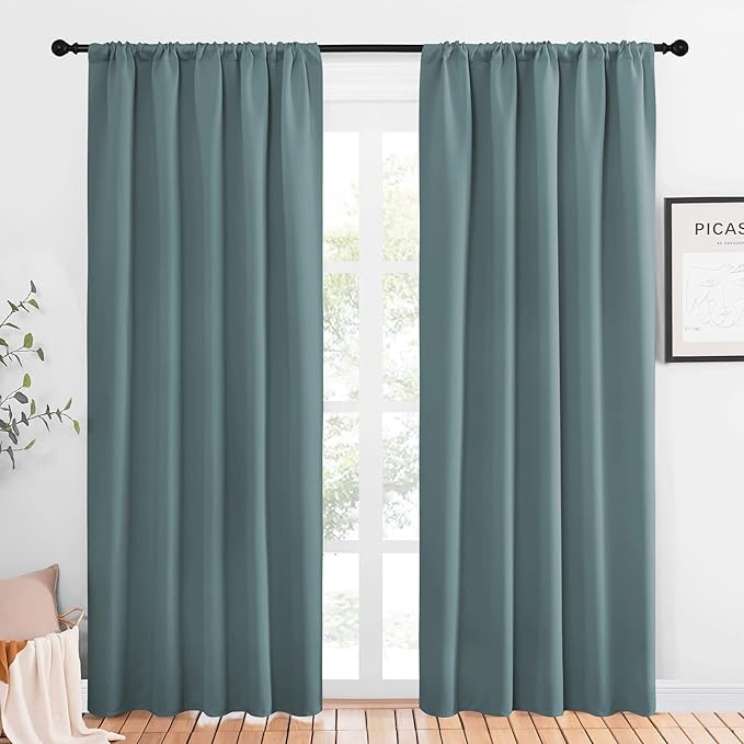 NICETOWN Greyish Blue Blackout Curtains Panels