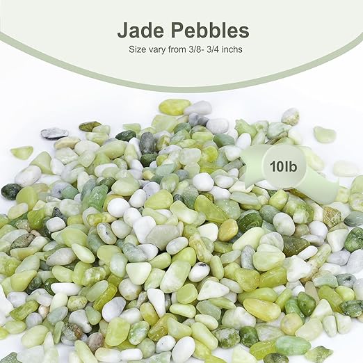 Pulovin 10 lbs Jade Pebbles for Indoor Plants, Decorative Pebbles for Bamboo, Vase, 3/8" Plant Gravel for Pots Indoor, Highly Polished Small River Rocks