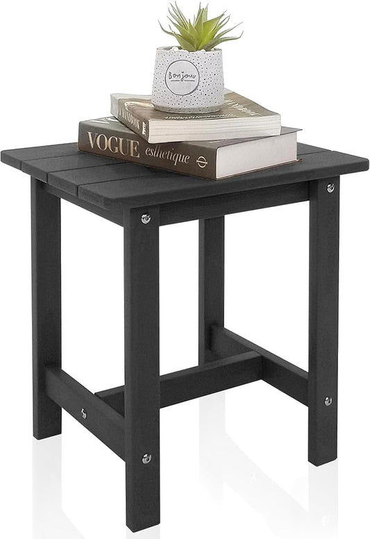Meluvici Outdoor Side Table, Small Adirondack Side Table for Adirondack Chair - Indoor Outdoor End Table - HDPS (Black)
