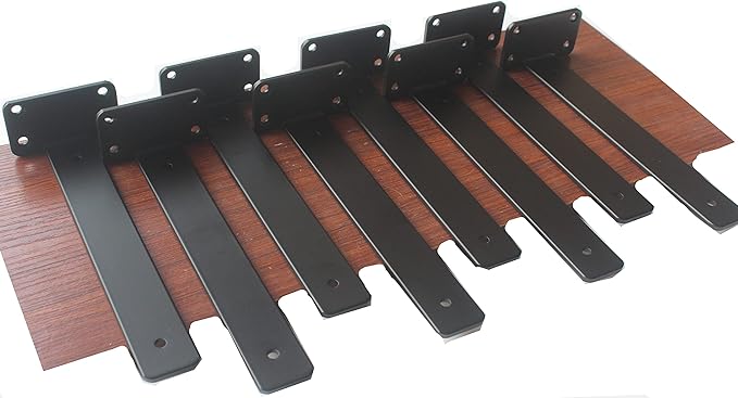 4 Pack - 11 inch Black Hidden L Shelf Bracket Iron Floating Shelf Brackets
