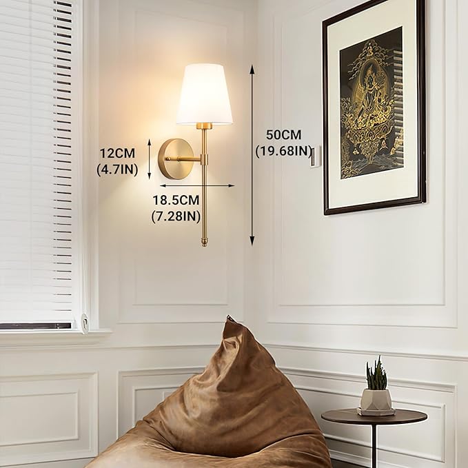 Peel and Stick Wall Sconces, Stick On Wall Sconce Set of 2, Battery Operated