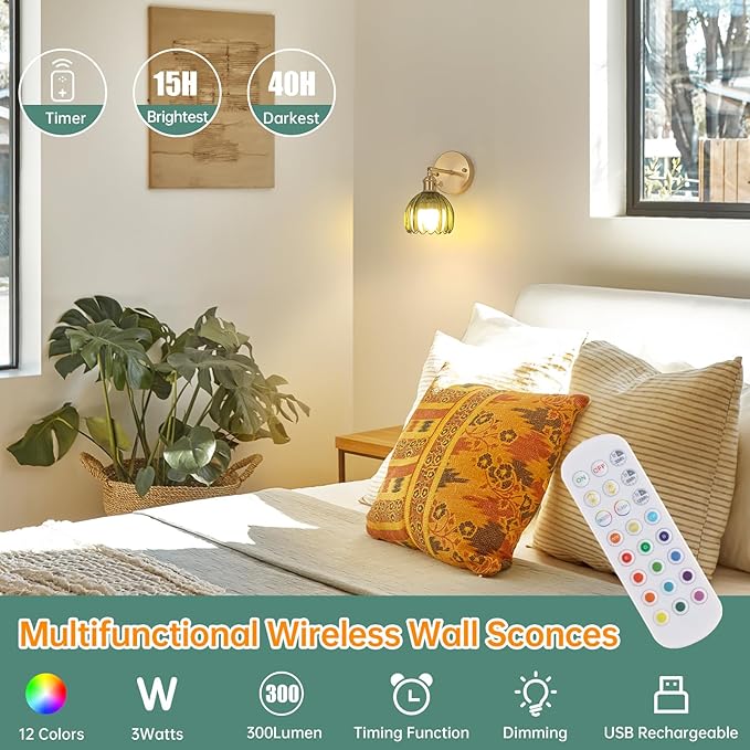 Shenmoyl Vintage Battery Operated Wall Sconce