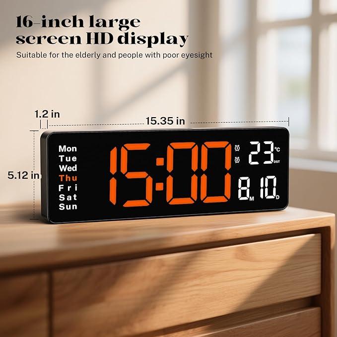 16" Large Digital Wall Clock