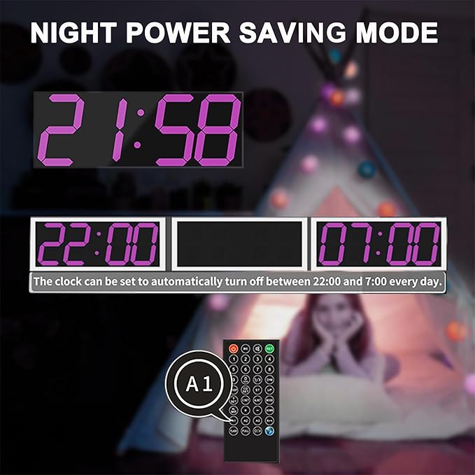 CHKOSDA LED Large Digital Wall Clock, Oversize Wall Clock