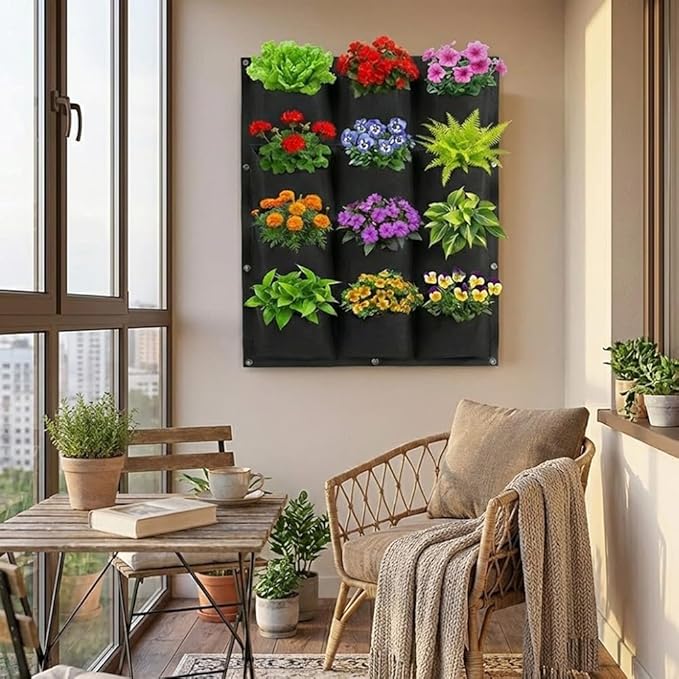 WFIST Vertical Hanging Planter Bag, Breathable Felt Wall Garden Planter