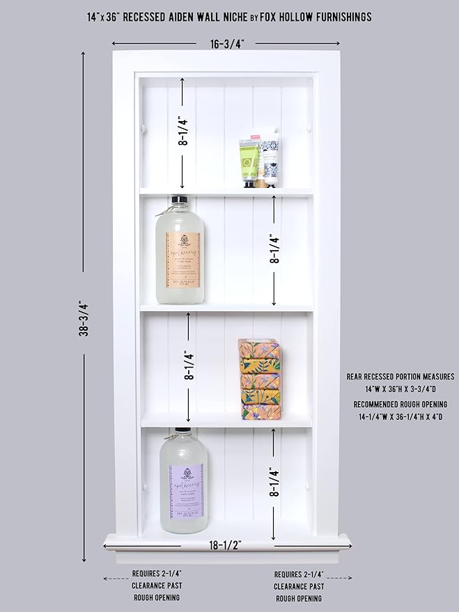 14x36 Aiden Recessed Wall Niche Medicine Cabinet Replacement, in The Wall