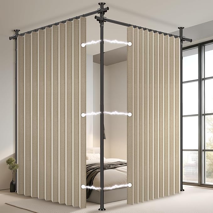 100% Blackout Room Divider Curtains Sets Beige W100 x L84 in, 2 Panels Curtain