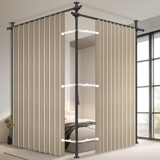 100% Blackout Room Divider Curtains Sets Beige W100 x L84 in, 2 Panels Curtain