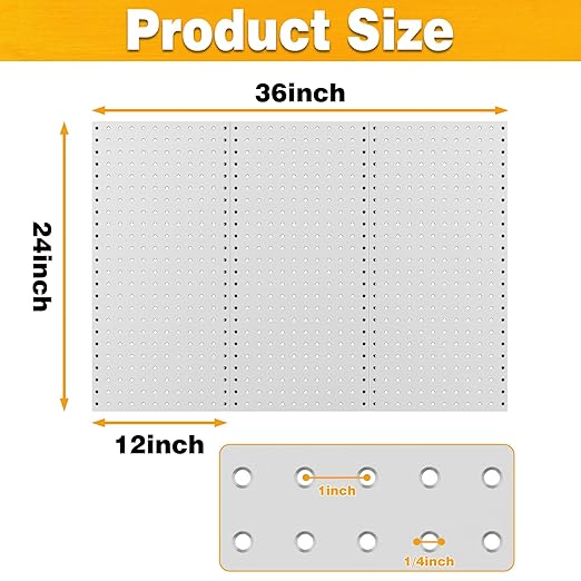 Pegboard Smith Metal Pegboard Panels 12" x 24", 3 Pack Grey Wall Mounted Tool