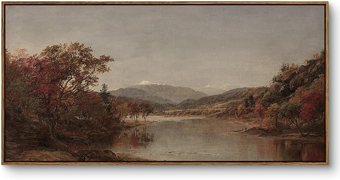 InSimSea Extra Large Framed Vintage Wall Art, Living Room Country Farmhouse Decor, Fall Nature Landscape Paintings, Canvas Prints, Retro Scenery Long Picture for Bedroom Above of Bed,20x40inch