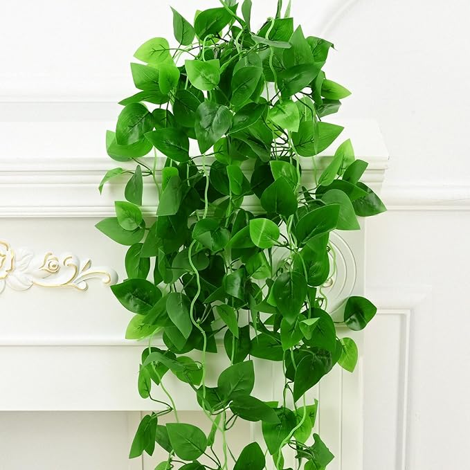 BLEUM CADE 4Pcs Fake Hanging Plants, 9 Branch Artificial Hanging Plant