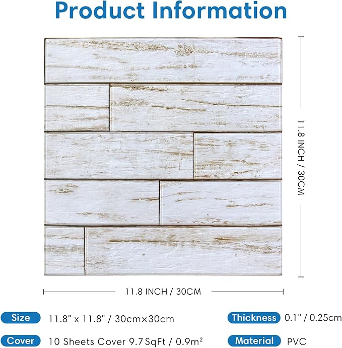 COMSTICKC Peel and Stick Faux Wood Wall Sticker Wall Panels, Not Real Wood