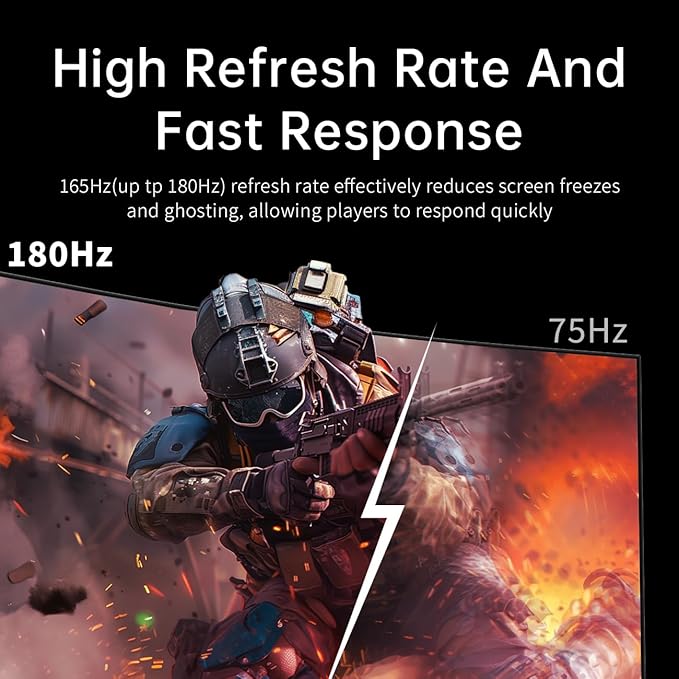 KTC 24 Inch Curved Gaming Monitor, 180Hz FHD 1080P Frameless Computer Monitor, Freesync/G-Sync Support, 99% sRGB, 3000:1 Contrast, HDMI, DisplayPort, Wall Mountable/Tilt Adjustable, H24S17