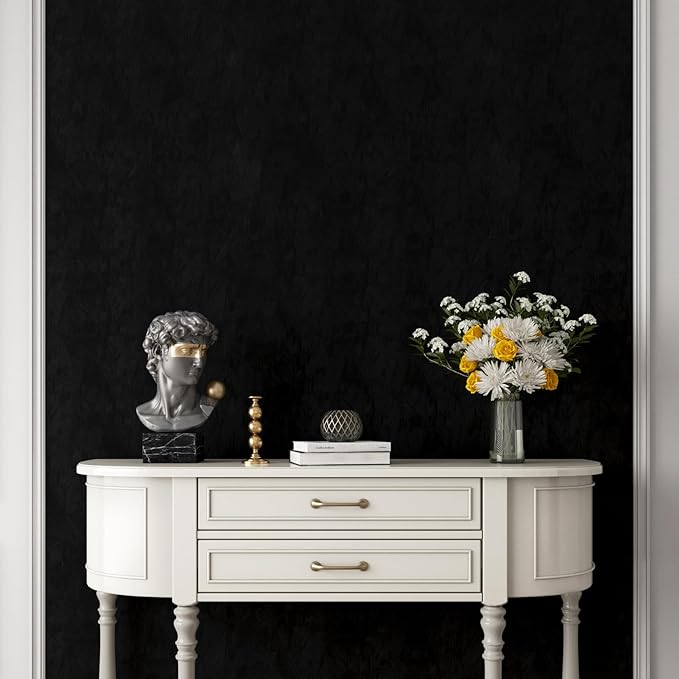 YENHOME 30"X118" Vintage Black Peel and Stick Wallpaper Textured Wallpaper