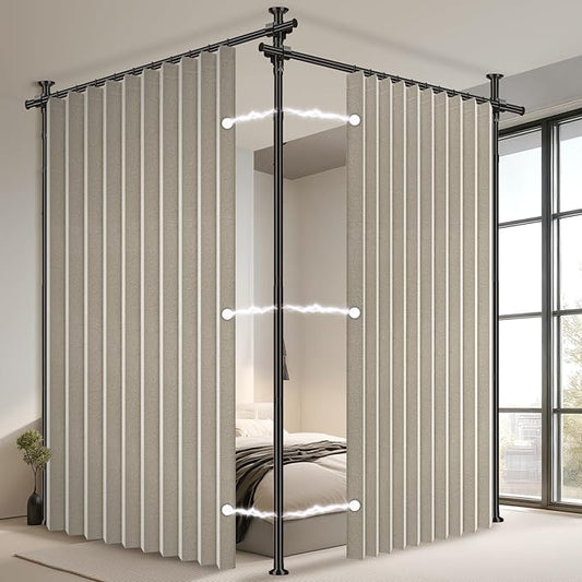 100% Blackout Room Divider Curtains Sets Cream White W100 x L96 in, 2 Panels