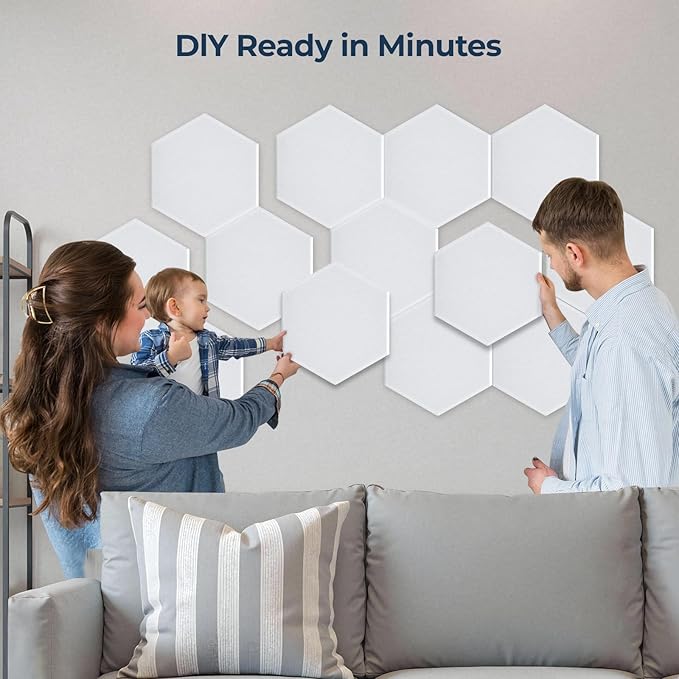 18 Pack Hexagon Acoustic Panels, Self-Adhesive Acoustic Wall Panels