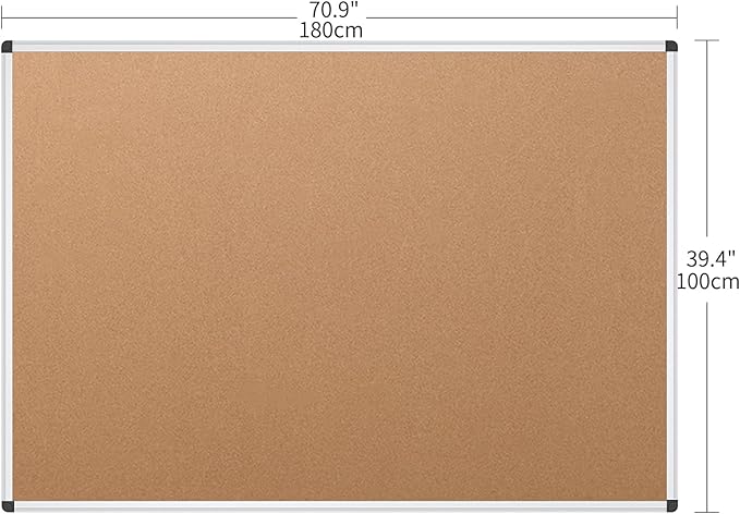 VIZ-PRO Large Cork Bulletin Board, 72 X 40 Inches, Wall-Mounted Corkboard