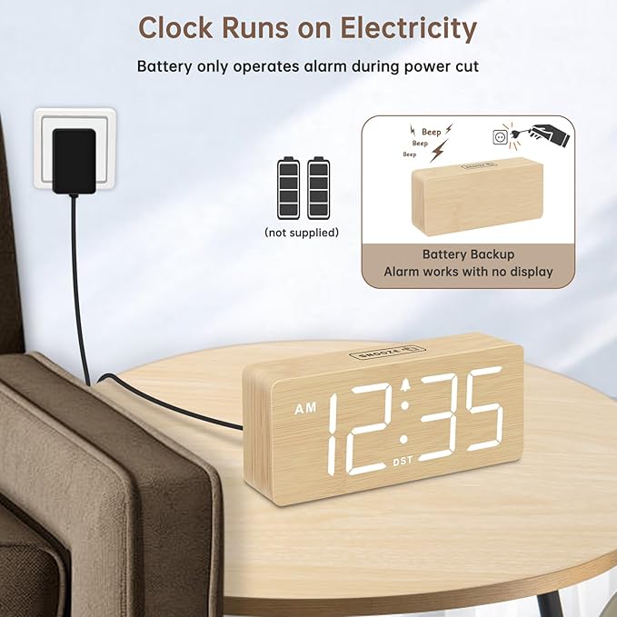 DreamSky Wooden Digital Alarm Clock