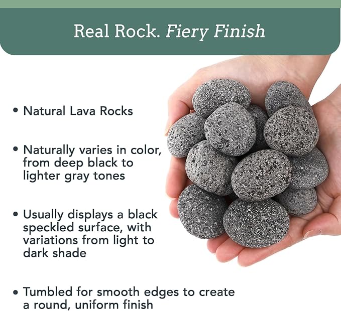 Black Lava Rocks for Fire Pit - 1 to 2 inch 20 lbs - Gas Fireplace Rocks - Black Lava Rock for Propane Fire Pit - Decorative Lava Stone Volcanic Rock for Outdoor & Indoor Gas Fireplace