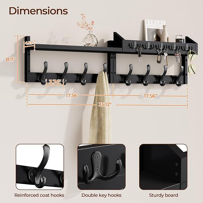 Evermagin 35" Coat Rack Wall Mount