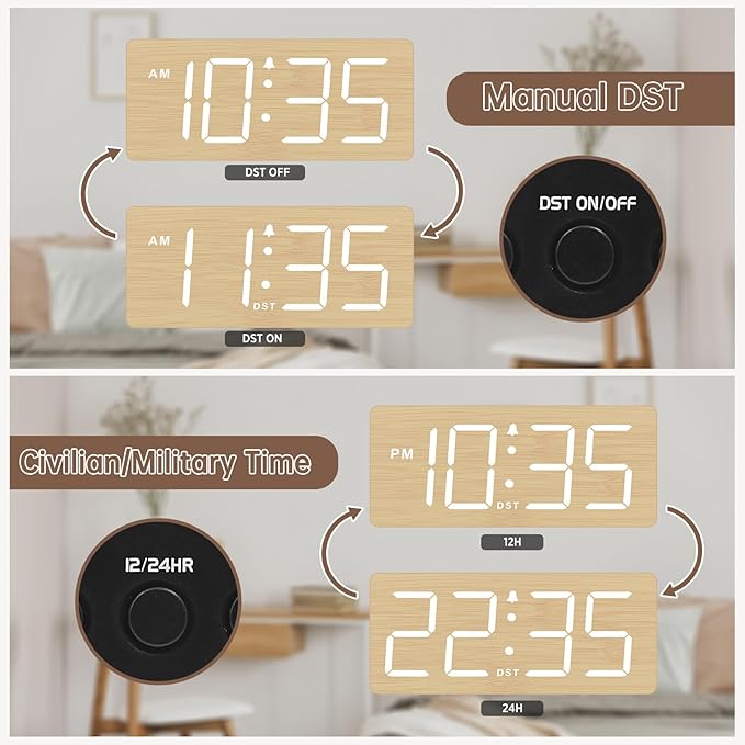 DreamSky Wooden Digital Alarm Clock