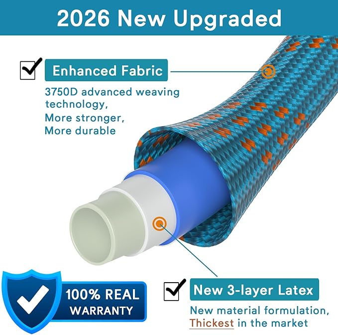 150 ft Expandable Garden Hose, 2026 New Retractable Water Hoses 150ft with 10 Function Spray Nozzle, Solid Brass Fittings, Extra Strength Fabric, Flexible Expanding Latex Core, Lightweight & No Kink