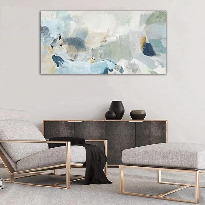 arteWOODS Abstract Canvas Wall Art Teal Abstract Pictures Canvas Painting Modern Bluish Green Canvas Prints Turquoise Artwork Wall Decor for Living Room Bedroom Home Office Wall Decoration 29" x 58"