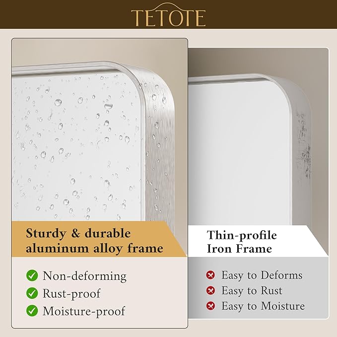 TETOTE Brushed Nickel Bathroom Mirror 30 x 36 Inch