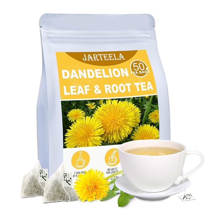 Jarteela - Dandelion Leaf & Root Tea Bags - 2g x 50 Count - Premium Dandelion Tea - Non-GMO - Caffeine-Free - Support Kidney Health & Enhance Immune System