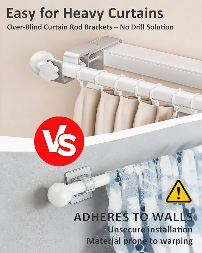 Mimiio No Drill Curtain Rod Brackets