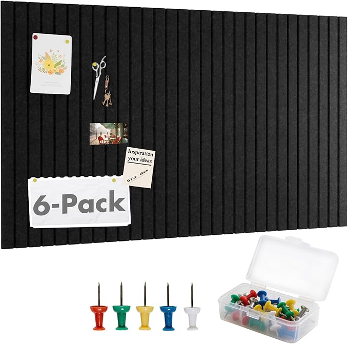 Cork Board Tiles for Wall with Push Pins, Removable 36" x 24" Slat Bulletin