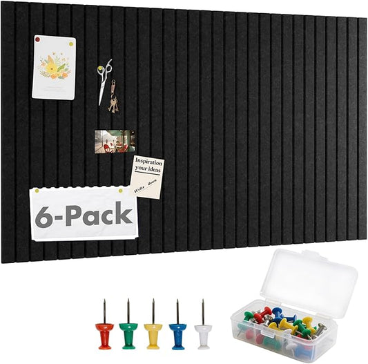 Cork Board Tiles for Wall with Push Pins, Removable 36" x 24" Slat Bulletin
