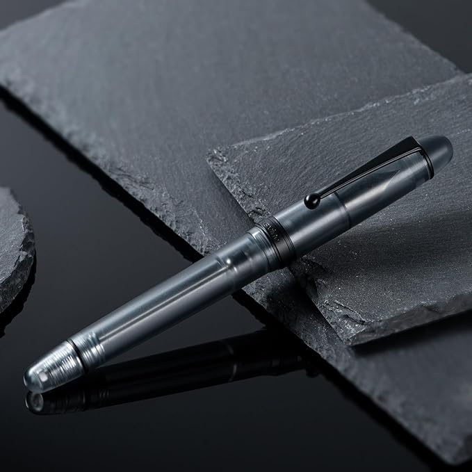 Asvine V126 Vacuum Filling Fountain Pen, Matte Black Acrylic Medium Nib, Large-Capacity Pen with Gift Case