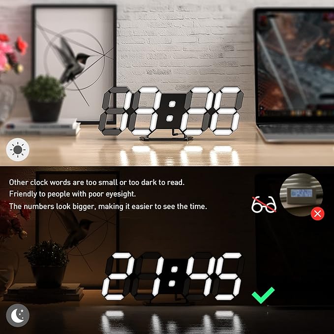 3D LED Clock Desk Alarm Clock Wall Clock