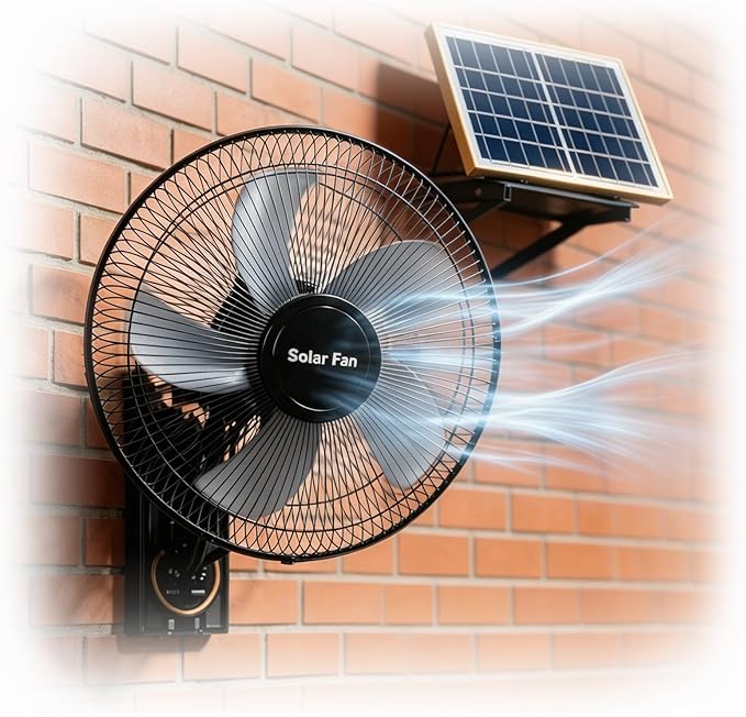 16" Solar Barn Fan for Chicken Coop and Greenhouse, Exhaust Wall Mount Fan with Remote, 16ft Extension Cable AC/Solar Dual Power, 90Â° Oscillating Waterproof Garage Cooling System