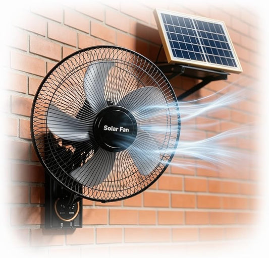16" Solar Barn Fan for Chicken Coop and Greenhouse, Exhaust Wall Mount Fan with Remote, 16ft Extension Cable AC/Solar Dual Power, 90Â° Oscillating Waterproof Garage Cooling System