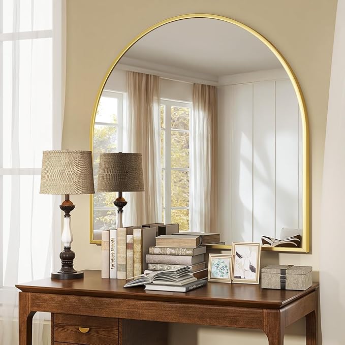 VooBang Wide Arched Wall Mirror, 31 x 32 inch Arch Bathroom Mirror, Wall