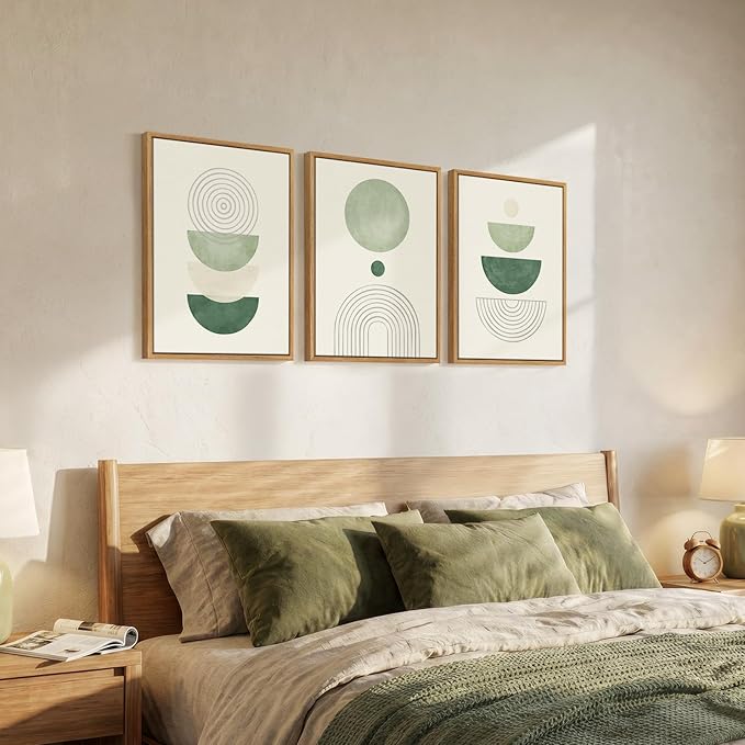 3 Piece Framed Minimalist Boho Canvas Wall Art