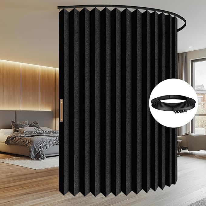 Room Divider Curtain Sets with Flexible Ceiling Track, Privacy Soundproof