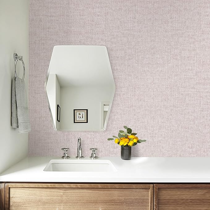 Beige Grasscloth Peel and Stick Wallpaper, Modern Textured Contact Paper