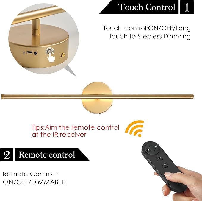KARTOOSH Battery Operated Wall Sconces, Dimmable Wall Sconces Set of Two