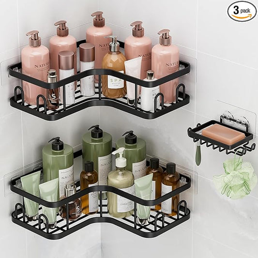 Veken Corner Adhesive Shower Caddy 3-Pack