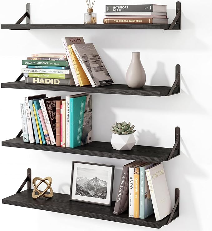 YGEOMER Floating Shelves for Wall, 23in Black Wall Shelves for Living Room