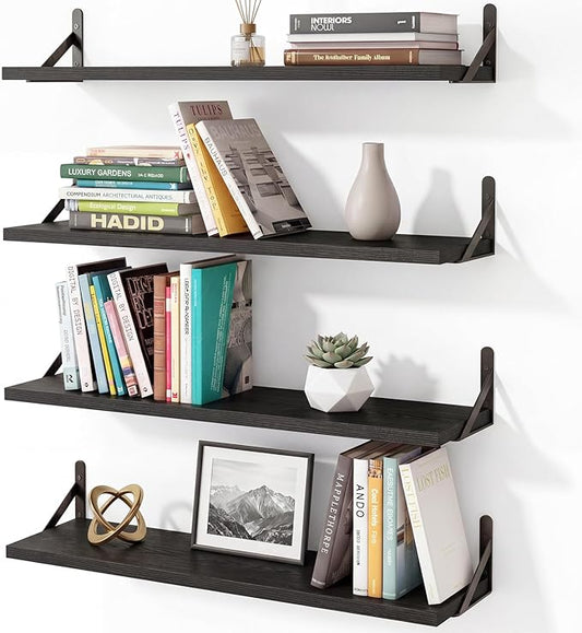 YGEOMER Floating Shelves for Wall, 23in Black Wall Shelves for Living Room